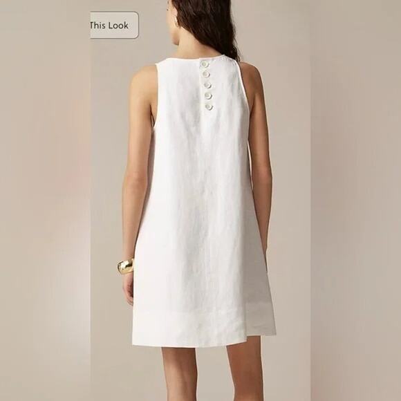 J.Crew Maxine White Linen Button Back Shift Dress NWT XL Sleeveless Summer Mini - Picture 2 of 9